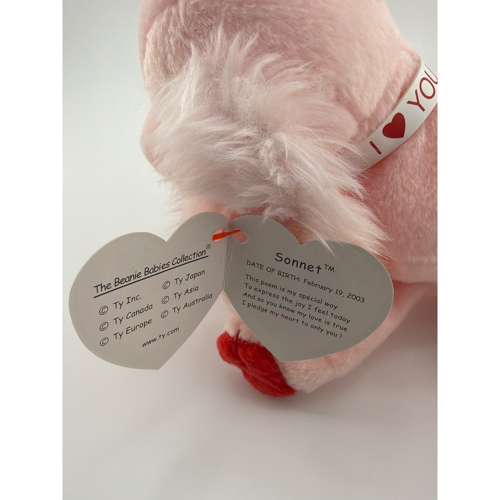 Ty Beanie Babies Sonnet Pink Dog Plush OS Pink Y2K Coquette Valentine - Picture 4 of 7